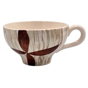 4ct. RARE Brown Cross Brushstroke Background TEA CUPS No Saucers Prim Rose China